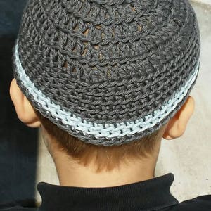 Black Kippot, Kippot, Extra Large Crocheted Kippot, Jewish Head Covering, Cotton Kippot image 6