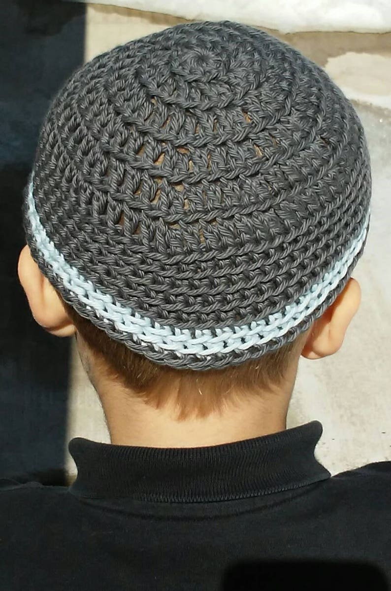 Black Kippot, Kippot, Extra Large Crocheted Kippot, Jewish Head Covering, Cotton Kippot image 6