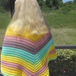 Shawl, Lightweight Shawl, Crocheted Shawl, Gift for Mom, Crocheted Wrap, Gift for Woman Who Is Always Cold, Nursing Home Shawl image 3