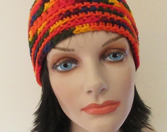 Rainbow Beanie, Crochet Primary Color Accessory, Cold Weather Hat, Hockey Mom, Snow Playing, Ice Skating
