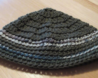 Kippot, Extra Large Crocheted Kippa, Cotton Kippah, Jewish Head Covering, Frik Kippot