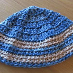 Extra Large Crochet Cotton Kippah: Denim Blue Jewish Head Covering