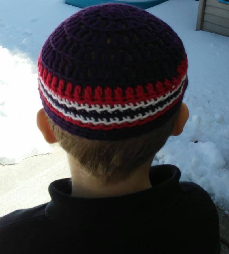 Kippot, Extra Large Crocheted Kippa, Cotton Kippah, Jewish Head Covering image 6