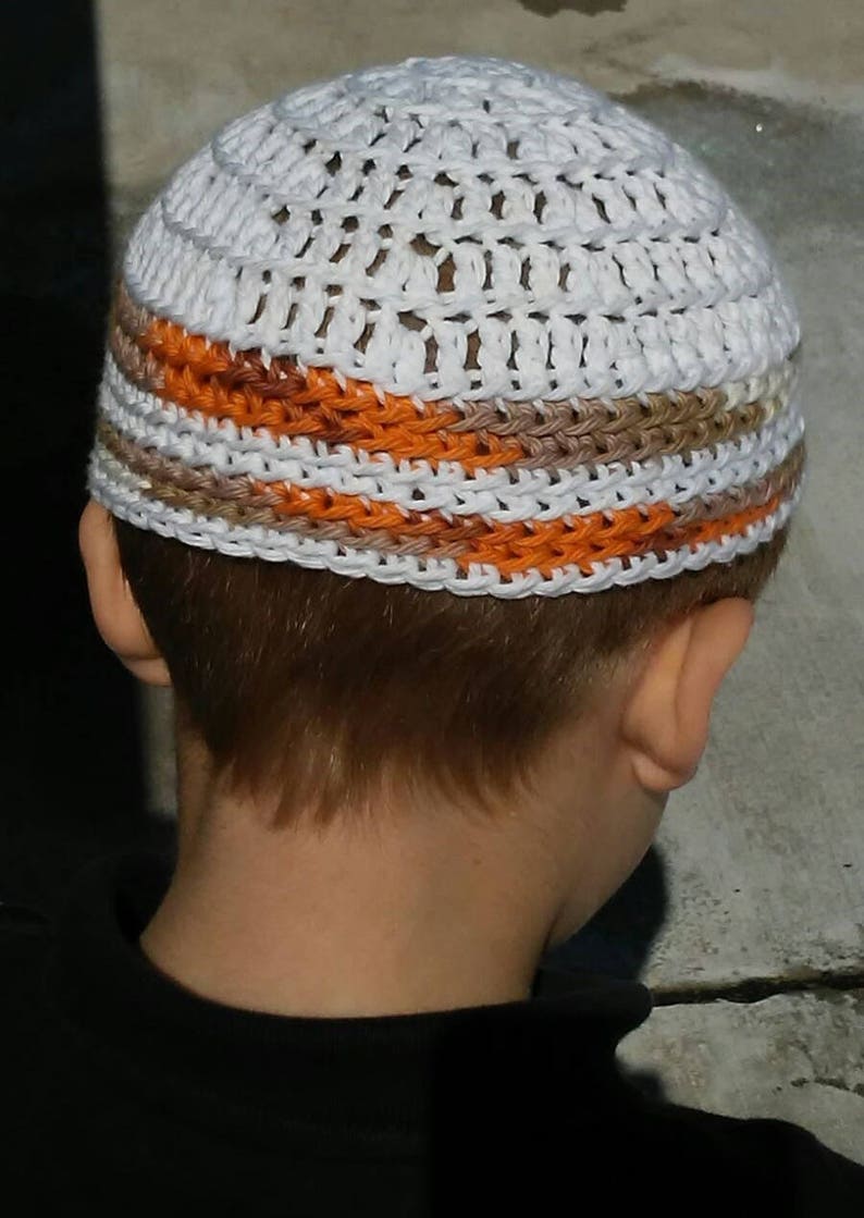 Black Kippot, Kippot, Extra Large Crocheted Kippot, Jewish Head Covering, Cotton Kippot image 4