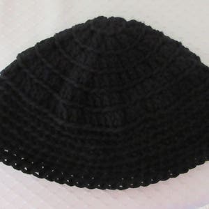 Black Kippot, Kippot, Extra Large Crocheted Kippot, Jewish Head Covering, Cotton Kippot image 1