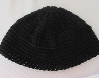 Black Kippot, Kippot, Extra Large Crocheted Kippot, Jewish Head Covering, Cotton Kippot