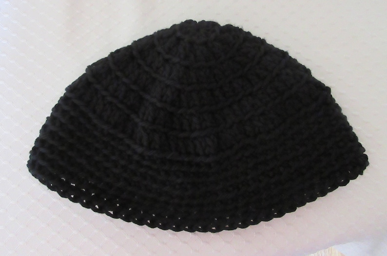 Black Kippot, Kippot, Extra Large Crocheted Kippot, Jewish Head Covering, Cotton Kippot image 1