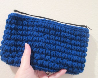 Crocheted Pouch with Lining and Zipper, Crochet Pouch Cover, Make up bag, Toiletry bag, Snack bag, Medicine bag, Clutch