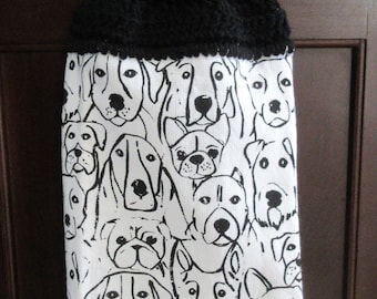 Black and White Crocheted Dog Towel, Dog Towel