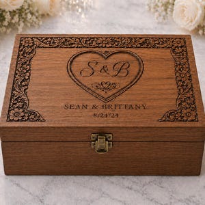 Personalized Rosewood Wedding Box, Engraved Wedding Keepsake Box, Custom Couple Gift Box, Anniversary Memory Chest, Bridal Shower Gift