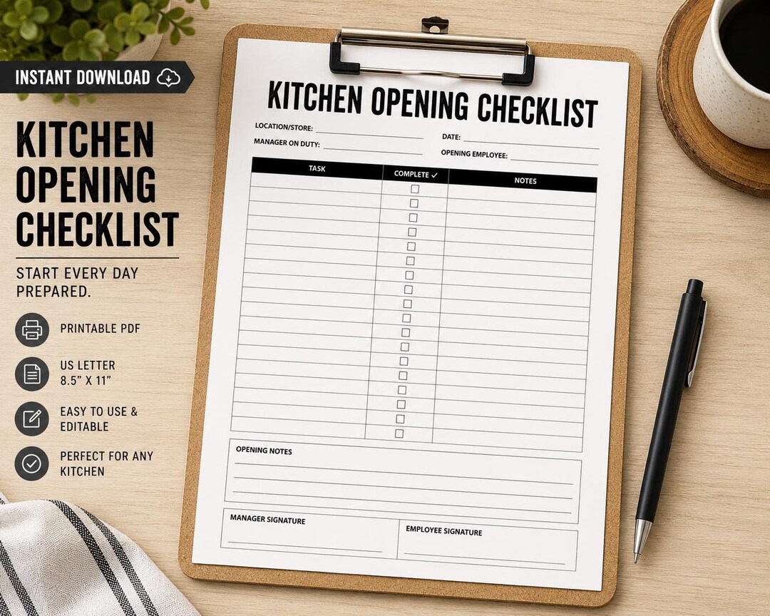 Kitchen Operations Checklist.pdf Kitchen Opening & Closing Checklist Bundle Printable | Restaurant ...