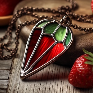 Strawberry Stained Glass Pattern PDF – Printable Fruit Suncatcher Template – DIY Glass Art for Beginners