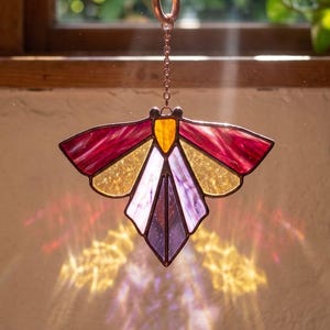 Moth Stained Glass Pattern, Beginner Insect Suncatcher Template, PDF SVG PNG Download
