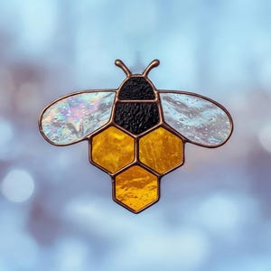 Patrón de vidriera atrapasoles con abejas – Plantilla de vidriera de insectos para bricolaje (PDF-PNG - SVG)