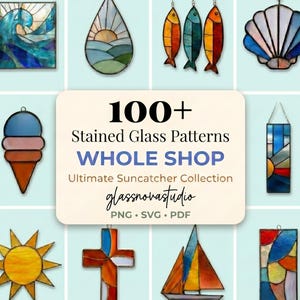 Hele winkelbundel – 100+ glas-in-loodpatronen PDF-PNG-JPEG | Digitale Suncatcher-sjablonen | Direct downloaden