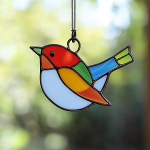 Modèles d'attrape-soleil petit oiseau en vitrail, modèle pour suspension de fenêtre, téléchargement immédiat PDF PNG