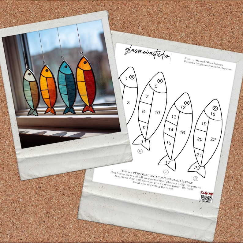 Fish Stained Glass Pattern: Ocean Suncatcher DIY Template (PDF Download) image 5
