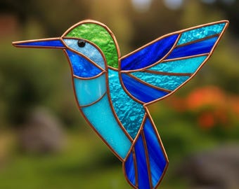 Hummingbird Stained Glass Pattern: Beginner Suncatcher Template (PDF-SVG-PNG Download)