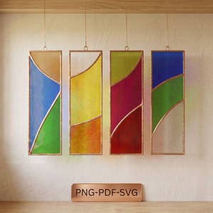 Abstract Stained Glass Pattern, Diy Easy Suncatcher Template for Beginners, PDF-PNG-SVG 2 Sizes Included