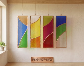 Abstract Stained Glass Pattern, Diy Easy Suncatcher Template for Beginners, PDF-PNG-SVG 2 Sizes Included