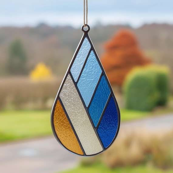 Stained Glass Suncatcher Pattern: Minimalist Abstract Design (PDF PNG Downloadable)