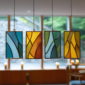 Stained Glass Pattern Bundle: Set of 4 Abstract Geometric Designs, PDF