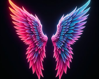 Estampado de alas de ángel en tonos pastel, diseño de plumas etéreas (descarga digital)