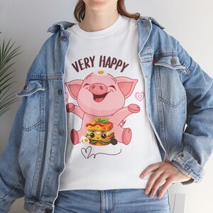 Pig happy T-Shirt, Cute Pig Tee, Animal Lover Shirt, Farm Animal Graphic Top, Piglet Gift