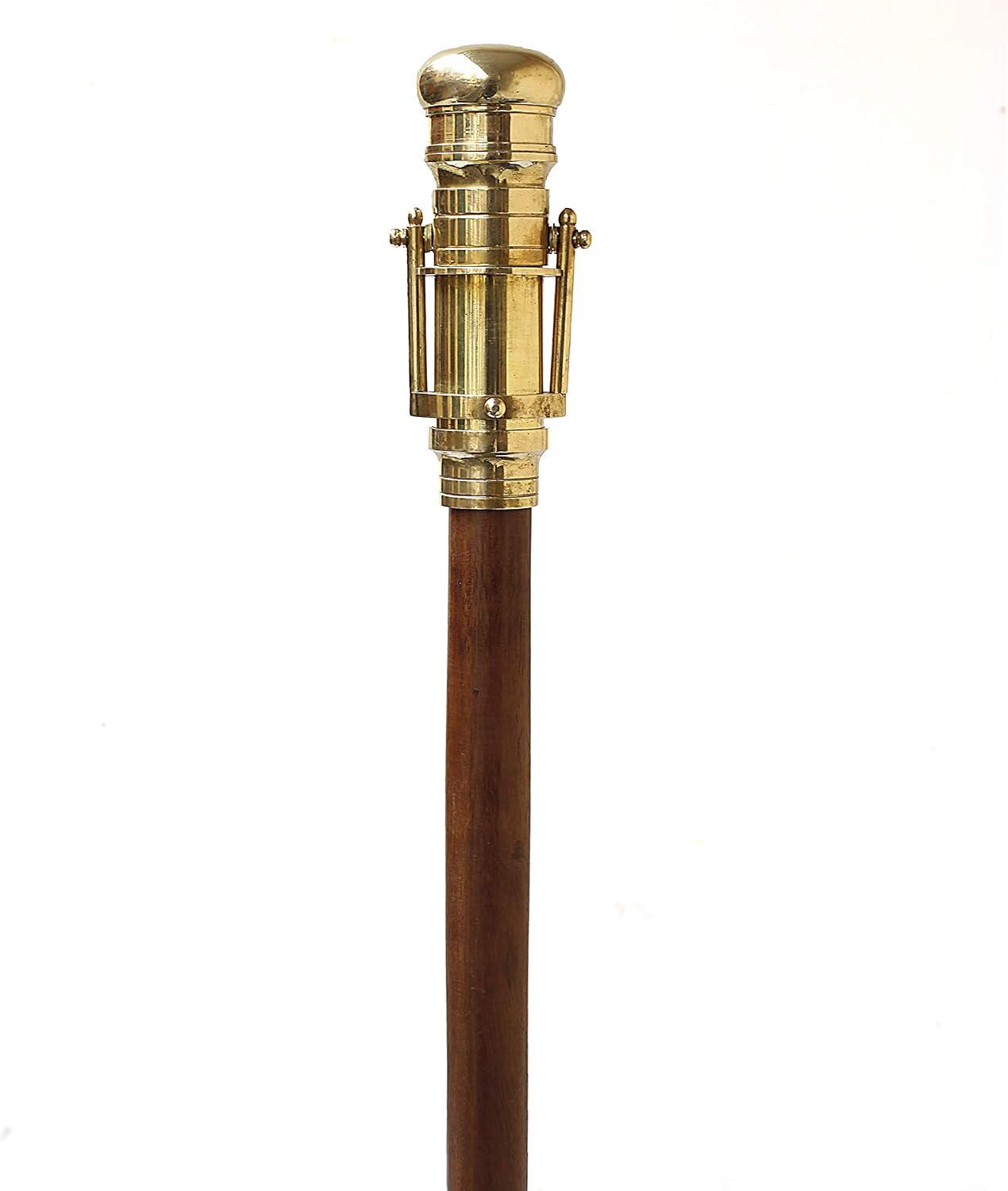Brass telescope compass handle walking stick