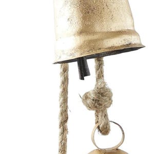 Handcrafted Brass Hanging Bells with Jute Rope – Vintage Wind Chime for Home & Garden Décor cow bells