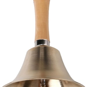 Vintage Brass Hand Bell: Loud Call Bell with Wooden Handle
