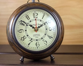 Antique Cambridge Table Clock – Vintage Round Desk Clock with Wood frame| Home & office Decor
