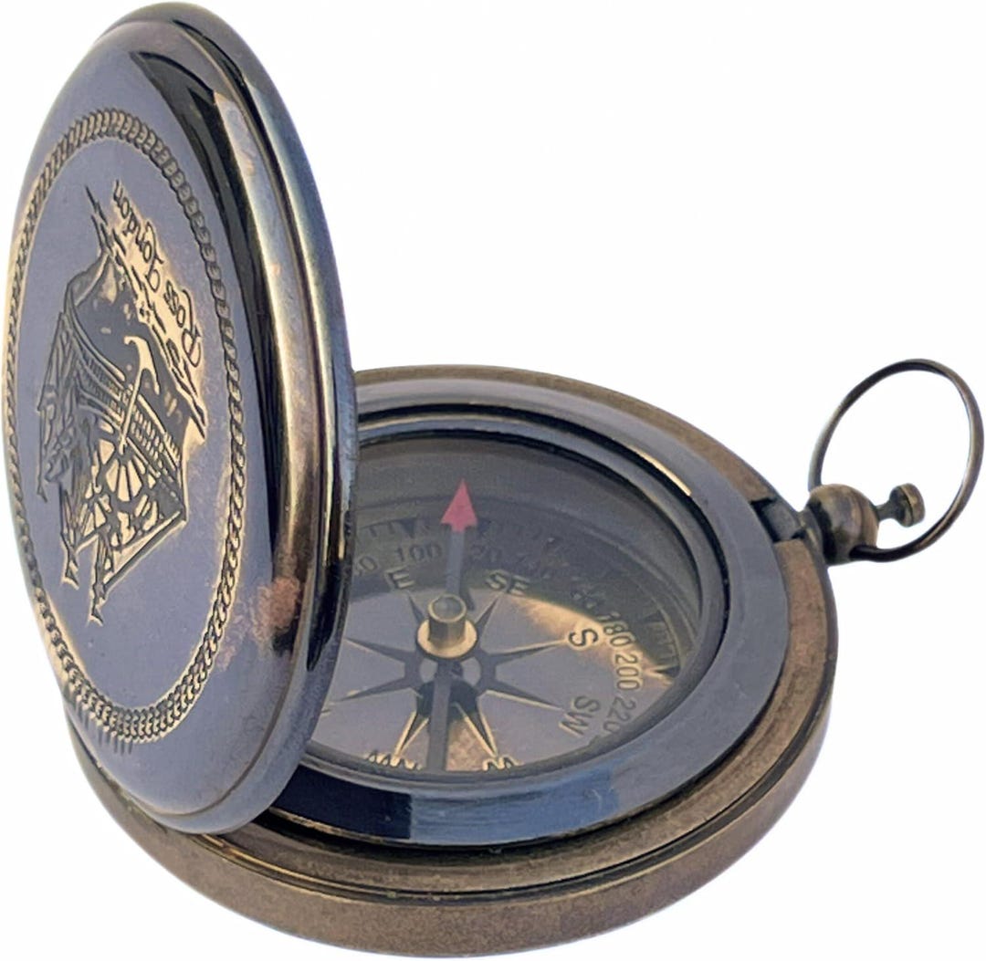 Compass Rss Ross London Antique Brass Pocket Compass – Vintage Maritime Compass ...
