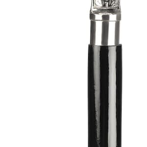 Antique-Style Silver Floral Handle Walking Cane – Elegant Black Wooden Stick for Men & Women