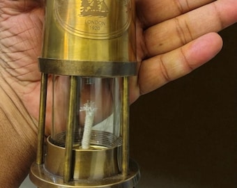 Vintage Brass Miner’s Safety Lamp – 1920 Replica Decorative Lantern