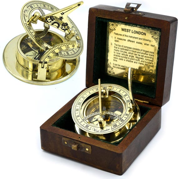 Compasses - Solid Brass Nautical Sundial Compass