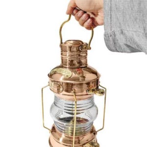 Solid Copper & Brass Nautical Lantern: Maritime Oil Lamp, Vintage Style