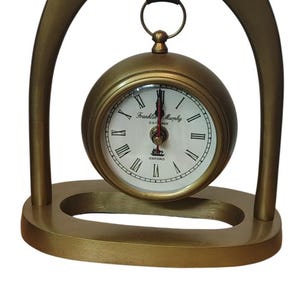 Horloge de table suspendue vintage - Horloge de bureau à chiffres romains Franklin & Murphy avec cadre en laiton