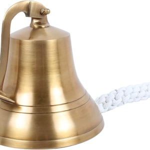 Vintage Brass Wall Hanging Bell with Rope – Nautical Style Home & Garden Décor