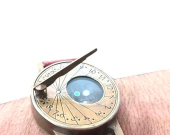 Vintage Brass Wrist Sundial Compass: Antique Nautical Gift