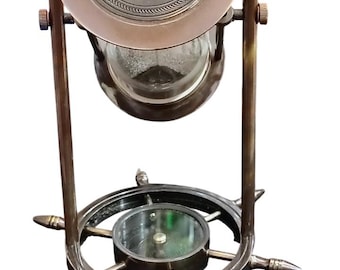 Custom Antique Brass Sand Timer with Compass – Vintage Kelvin & Hughes 1917 Nautical Hourglass