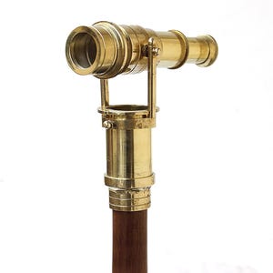Vintage Antique Brass Telescope Handle Walking Cane – Vintage Nautical Spyglass Walking Stick