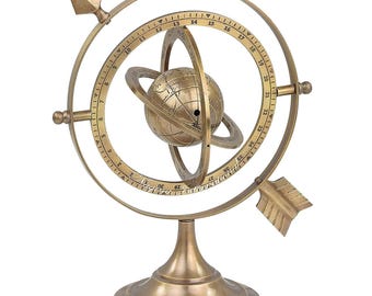 Brass Armillary Sphere: Vintage Celestial Globe - Steampunk Astronomy Decor (8x4 inches)