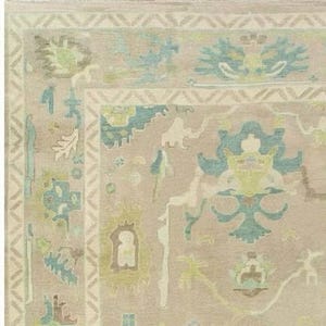 9x12, Hand Knotted, Turkish Oushak Rug, 12x15 Turquoise, 100% Wool Carpet for Home Office, Bedroom, 6x9, 7x9, 8x10, 8x11, 10x13, 10x14,12x15