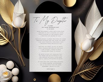 Wedding Day Poem Card for Daughter: Sentimental Keepsake Gift
