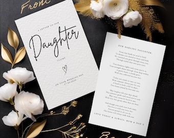 A Letter to Our Daughter on Her Wedding Day | A5 Keepsake Card | Hammered Card