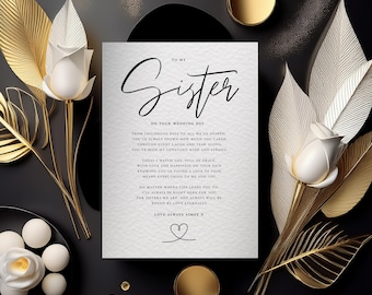 Personalised Sister Wedding Day Card | A5 Hammered Luxury Keepsake