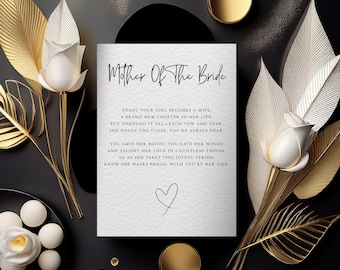 Mother of the Bride Poem Print: Wedding Keepsake Gift, A5 300gsm Card