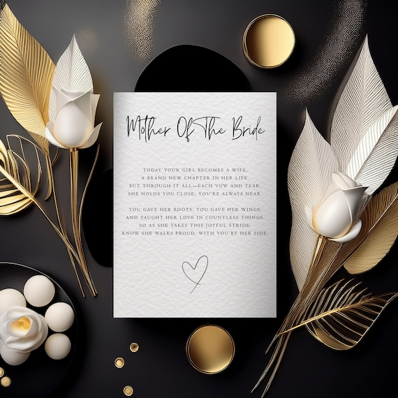 Mother of the Bride Poem Print: Wedding Keepsake Gift, A5 300gsm Card