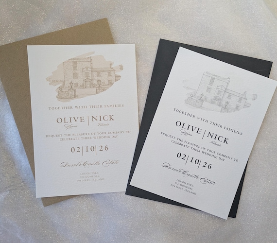 Luxury Wedding invitation: 300 gsm Hammered Card, A5 Portrait